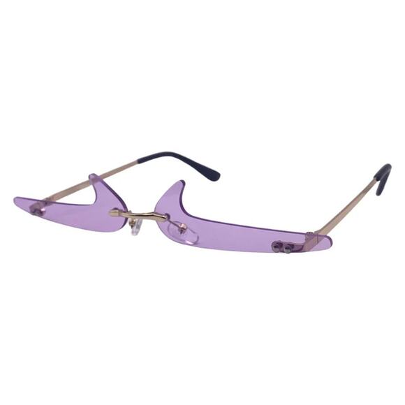 6170 | Lt. Purple Backward Checkmark Novelty Rimless Sunglasses - Picture 2 of 5